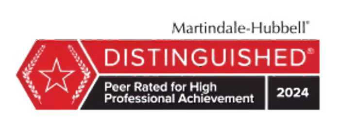 Martindale-Hubbell | Distinguished | Peer Rated for High Professional Achievement | 2024